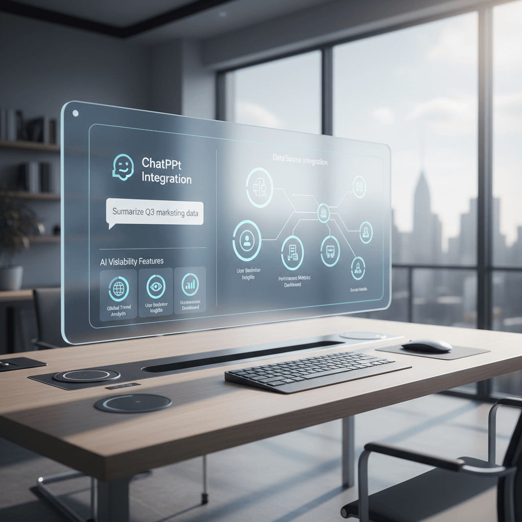 AI visibility features dashboard showing ChatGPT integration tools for brands optimizing their presence in AI-powered search assistants